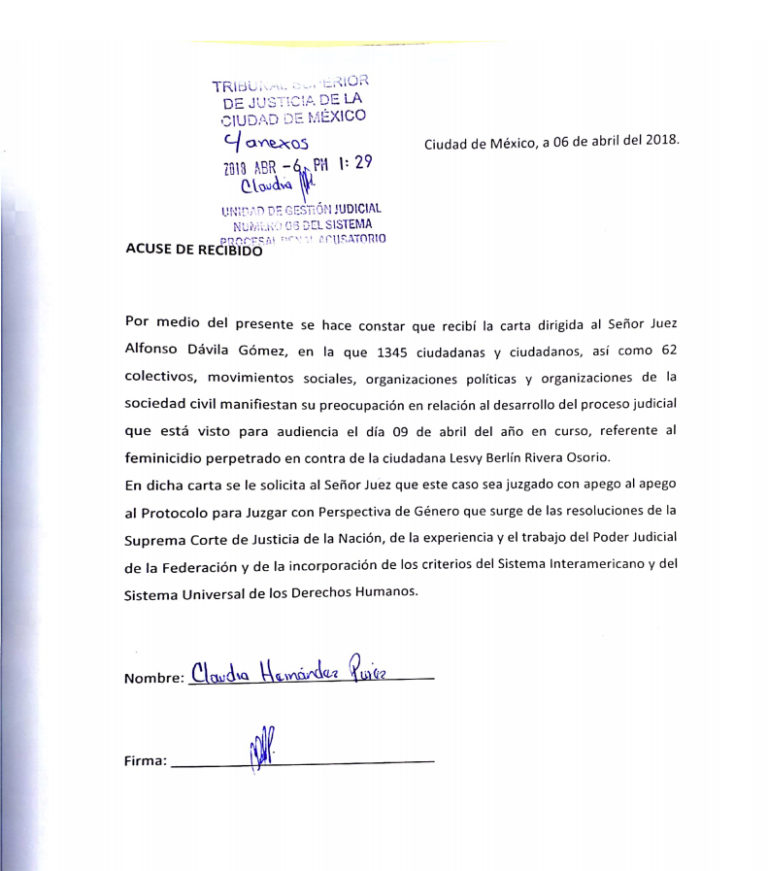 Con firmas, exigen juzgar el asesinato de Lesvy como feminicidio Pie